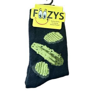 NWT Foozys Black Green Pickles Crew Socks Women One Size